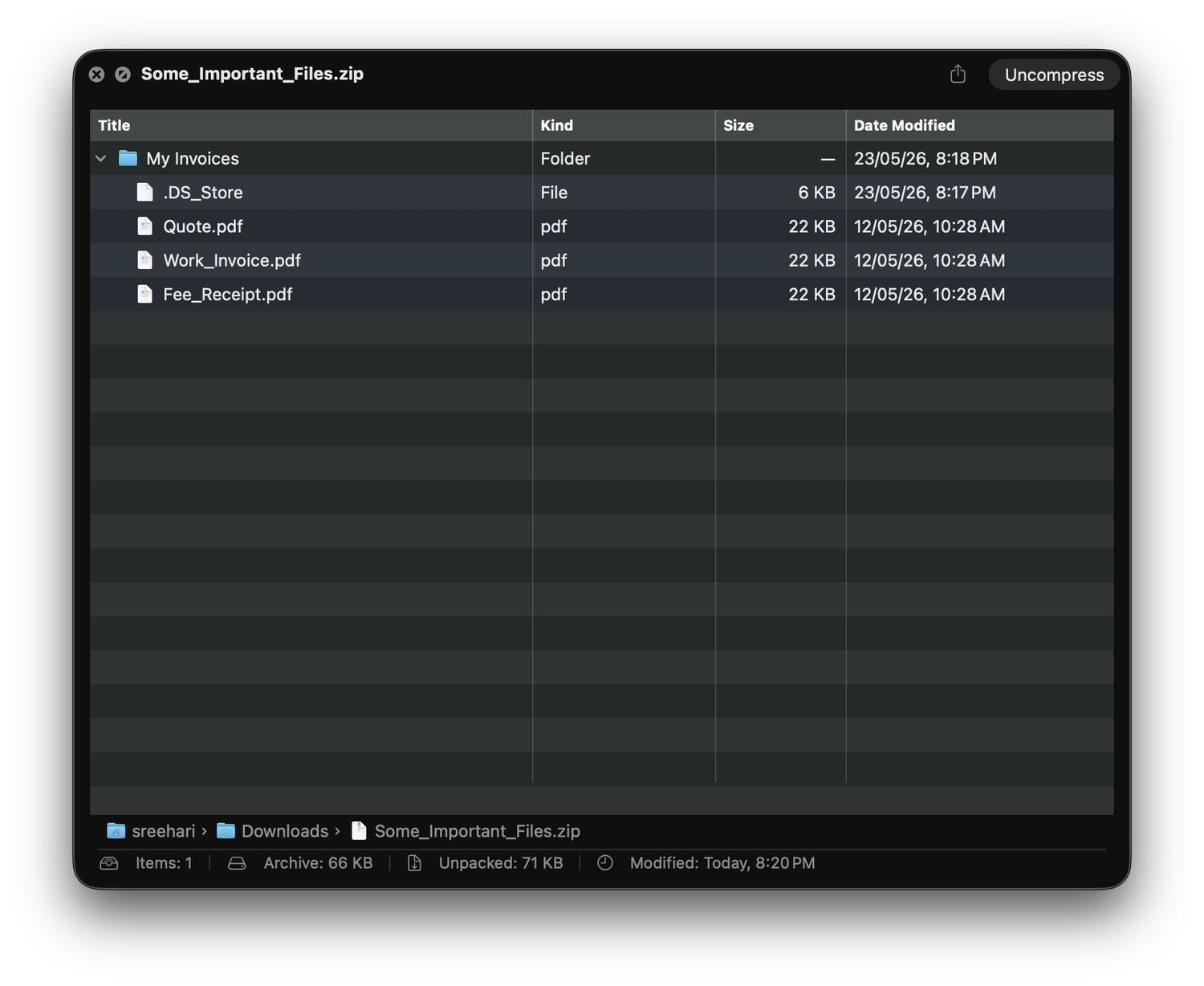 FolderPlus browsing the contents of a ZIP archive without extracting